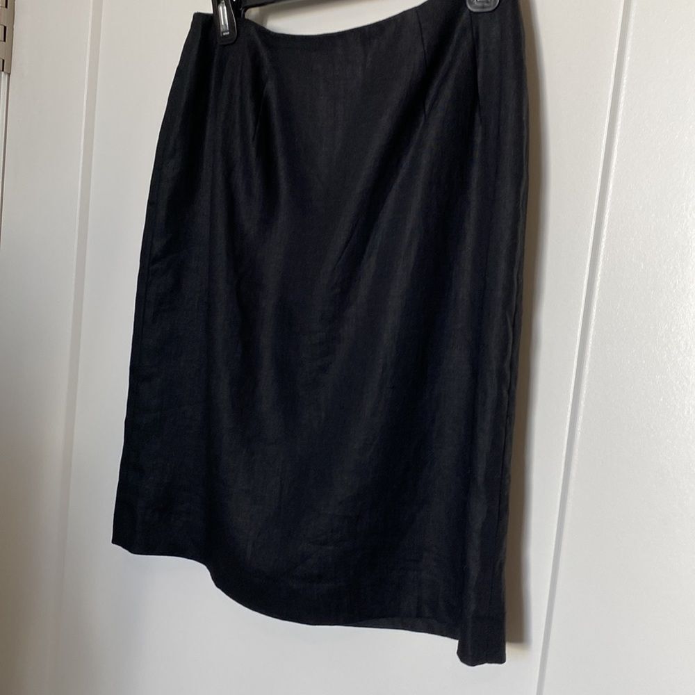 100% LINEN SKIRT AMANDA SMITH VINTAGE PURE LINEN NAVY BLUE SIZE * 6/8